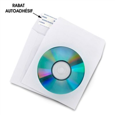 Paper CD Envelopes - 5 x 5", White, Self-Seal Flap S-13011