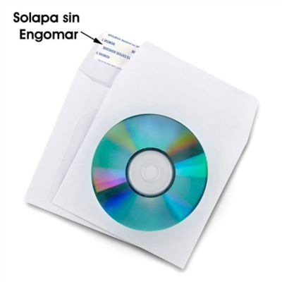 Sobres de Papel para CDs - 5 x 5", Blanco, Self-Seal Flap S-13011