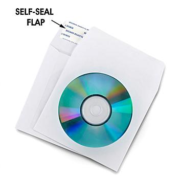 Paper CD Envelopes - 5 x 5", White, Self-Seal Flap S-13011