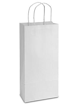 White Paper Shopping Bags - 6 1/2 x 3 1/2 x 12 3/8", Double Wine S-13051
