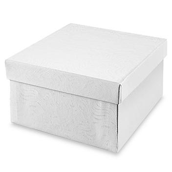 Jewelry Boxes - 3 1/2 x 3 1/2 x 2", White Swirl S-13063
