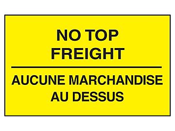 Bilingual English/French Labels - "No Top Freight", 3 x 5"