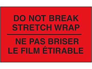 Bilingual English/French Labels - "Do Not Break Stretch Wrap", 3 x 5"