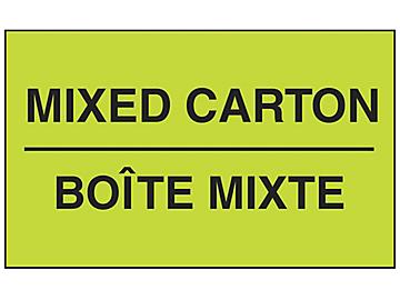 Bilingual English/French Labels - "Mixed Carton", 3 x 5"