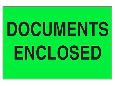 "Documents Enclosed" Label - 2 x 3" S-13091