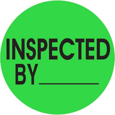 Circle Inventory Control Labels - "Inspected By _____", 1"
