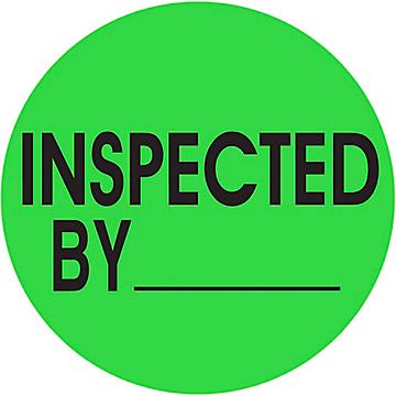 Circle Inventory Control Labels - "Inspected By _____", 1"