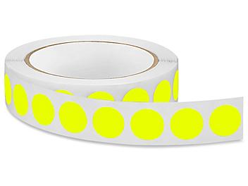 Removable Adhesive Circle Labels - Fluorescent Yellow, 3/4" S-13122Y