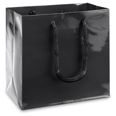 High Gloss Shopping Bags - 6 1/2 x 3 1/2 x 6 1/2", Mini, Black S-13127BL