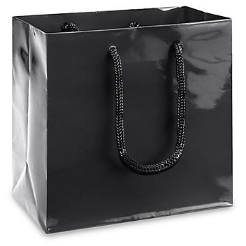 High Gloss Shopping Bags - 6 1/2 x 3 1/2 x 6 1/2", Mini, Black S-13127BL