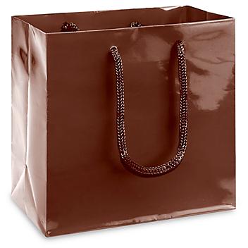 High Gloss Shopping Bags - 6 1/2 x 3 1/2 x 6 1/2", Mini, Chocolate S-13127CHOC