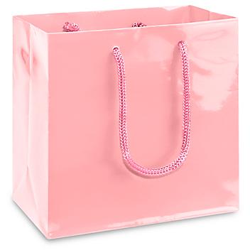 High Gloss Shopping Bags - 6 1/2 x 3 1/2 x 6 1/2", Mini, Pink S-13127P