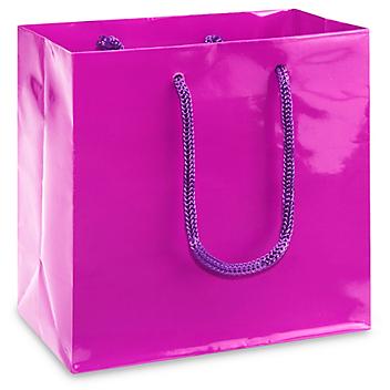 High Gloss Shopping Bags - 6 1/2 x 3 1/2 x 6 1/2", Mini, Purple S-13127PUR