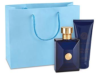 Matte Laminate Shopping Bags - 9 x 3 1/2 x 7", Shorty, Light Blue S-13129LTBLU