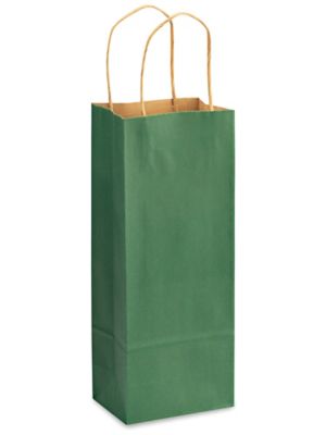 Kraft Tinted Color Shopping Bags - 5 1/2 x 3 1/4 x 13", Wine, Green S-13143G
