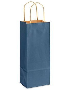 Kraft Tinted Color Shopping Bags - 5 1/2 x 3 1/4 x 13", Wine, Navy Blue S-13143NB