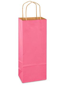 Kraft Tinted Color Shopping Bags - 5 1/2 x 3 1/4 x 13", Wine, Pink S-13143PINK