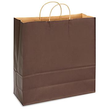 Kraft Tinted Color Shopping Bags - 18 x 7 x 18 3/4", Jumbo, Chocolate S-13144CHOC