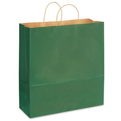 Kraft Tinted Color Shopping Bags - 18 x 7 x 18 3/4", Jumbo, Green S-13144G