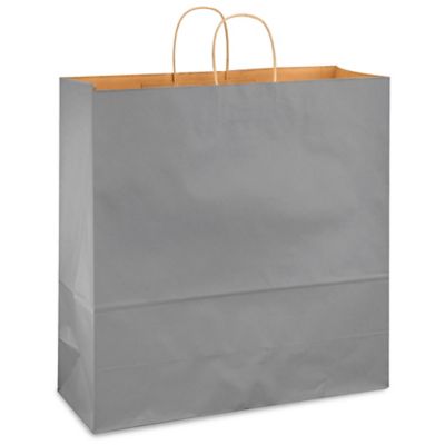 Kraft Tinted Color Shopping Bags - 18 x 7 x 18 3/4", Jumbo, Gray S-13144GR