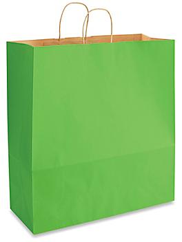 Kraft Tinted Color Shopping Bags - 18 x 7 x 18 3/4", Jumbo, Lime S-13144LIME