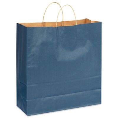 Kraft Tinted Color Shopping Bags - 18 x 7 x 18 3/4", Jumbo, Navy Blue S-13144NB