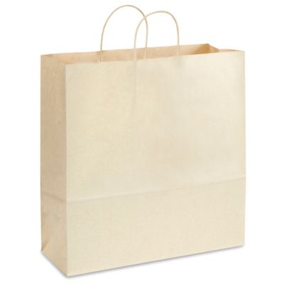 Kraft Tinted Color Shopping Bags - 18 x 7 x 18 3/4", Jumbo, Oatmeal S-13144OAT