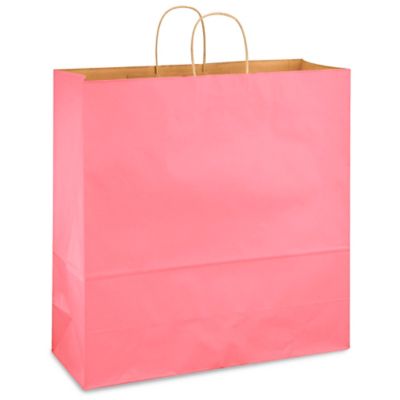 Kraft Tinted Color Shopping Bags - 18 x 7 x 18 3/4", Jumbo, Pink S-13144PINK