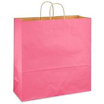 Kraft Tinted Color Shopping Bags - 18 x 7 x 18 3/4", Jumbo, Pink S-13144PINK