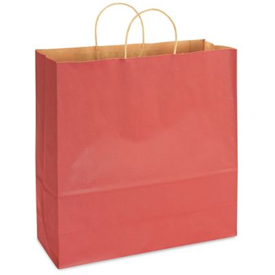 Kraft Tinted Color Shopping Bags - 18 x 7 x 18 3/4", Jumbo, Red S-13144R