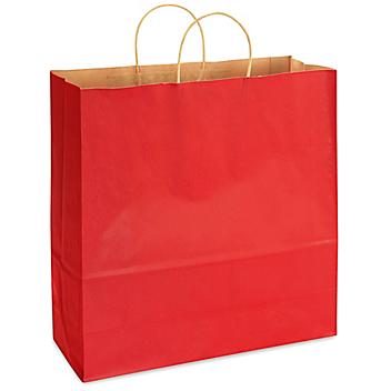 Kraft Tinted Color Shopping Bags - 18 x 7 x 18 3/4", Jumbo, Red S-13144R