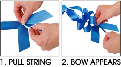 Instructions: 1. Pull String, 2. Bow Appears