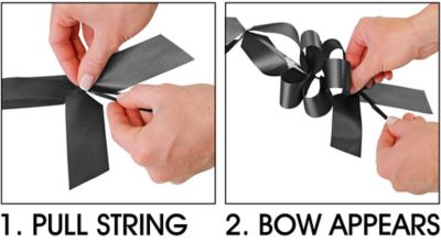 Instructions: 1. Pull String, 2. Bow Appears