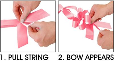 Instructions: 1. Pull String, 2. Bow Appears