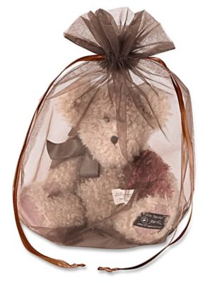 ULINE Canada Organza Fabric Bags 10 x 12 Chocolate Bundle of 100