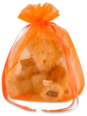 Organza Fabric Bags - 10 x 12", Orange S-13169O