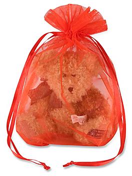 Organza Fabric Bags - 10 x 12", Red S-13169R