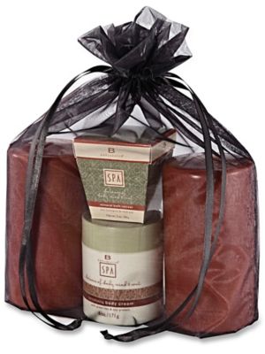 Organza Fabric Bags - 12 x 14", Black S-13170BL