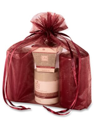 Organza Fabric Bags - 12 x 14", Burgundy S-13170BU