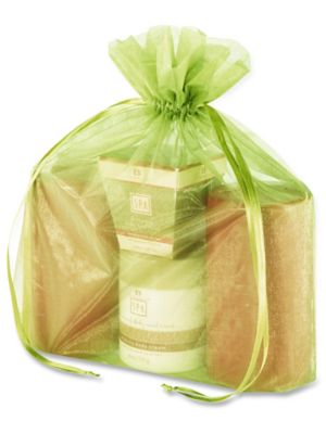 Organza Fabric Bags - 12 x 14", Lime S-13170LIME