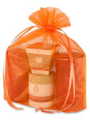 Organza Fabric Bags - 12 x 14", Orange S-13170O