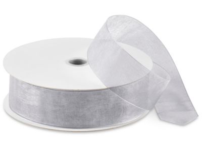 Organza Ribbon - 1 1/2 x 100 yds, Silver - ULINE - S-13171SIL