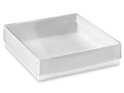 Cajas con Tapa Transparente y Base Blanca - 4 x 4 x 1, 102 x 102 x 25 mm  S-13198 - Uline