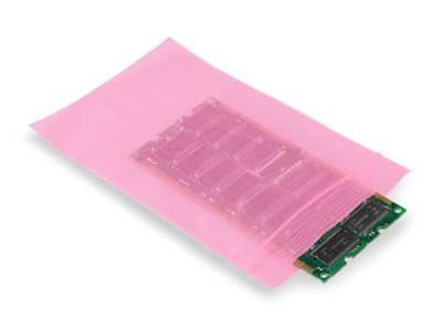 Pink Antistatic Bags Grip Seal, ESD Packaging