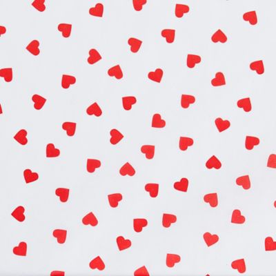 White Tissue Paper With Red Hearts, 6 Sheets