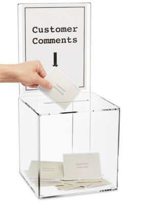 Acrylic Ballot Box with Lock - Clear, 10 x 10 x 10" S-13382