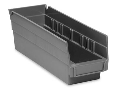 Plastic Shelf Bins 4 x 12 x 4", Black S13396BL Uline