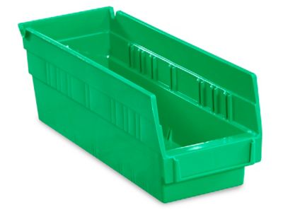 Plastic Shelf Bins - 4 x 12 x 4, Green