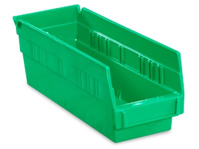 Plastic Shelf Bins - 4 x 12 x 4", Green S-13396G