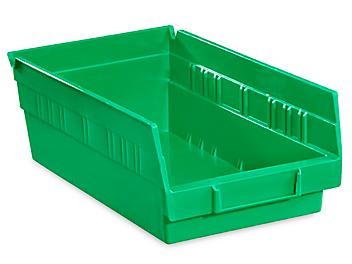 Plastic Shelf Bins - 7 x 12 x 4", Green S-13397G